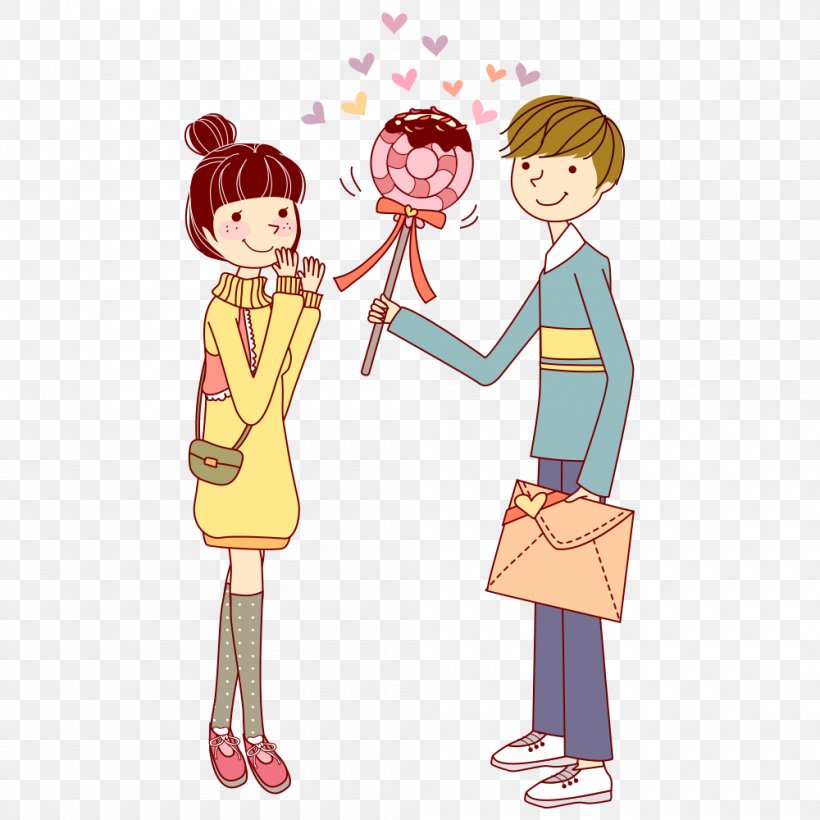 Cartoon Romance Significant Other Couple, PNG, 1000x1000px, Watercolor, Cartoon, Flower, Frame, Heart Download Free