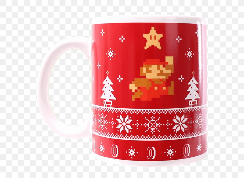 Mug Mario Bros. Christmas Day Christmas Jumper Nintendo, PNG, 600x600px, Mug, Christmas Day, Christmas Gift, Christmas Jumper, Christmas Tree Download Free