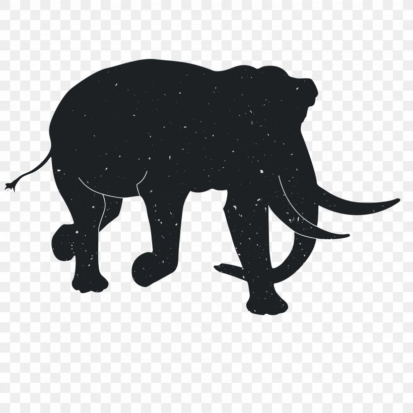 Silhouette African Elephant Indian Elephant, PNG, 3600x3600px, Silhouette, African Elephant, Animal, Black, Black And White Download Free