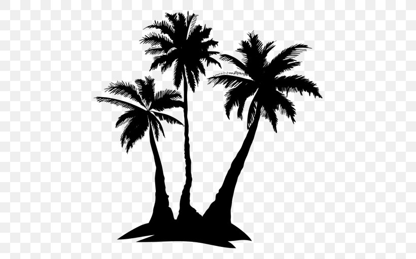 Arecaceae Silhouette Tree Drawing, PNG, 512x512px, Arecaceae, Arecales, Black And White, Borassus Flabellifer, Branch Download Free