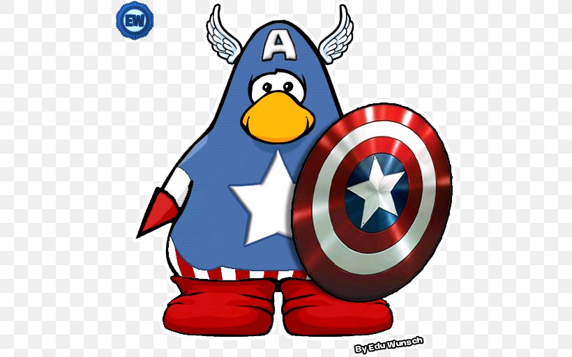 Captain America's Shield Club Penguin Nightclub, PNG, 492x512px, Captain America, Artwork, Beak, Bird, Captain America The First Avenger Download Free