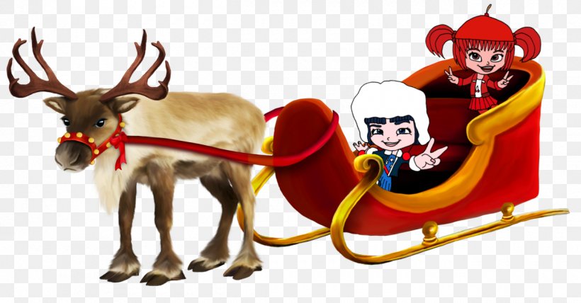 Santa Claus's Reindeer Santa Claus's Reindeer Rudolph Sled, PNG, 1260x658px, Reindeer, Antler, Christmas, Christmas Ornament, Deer Download Free