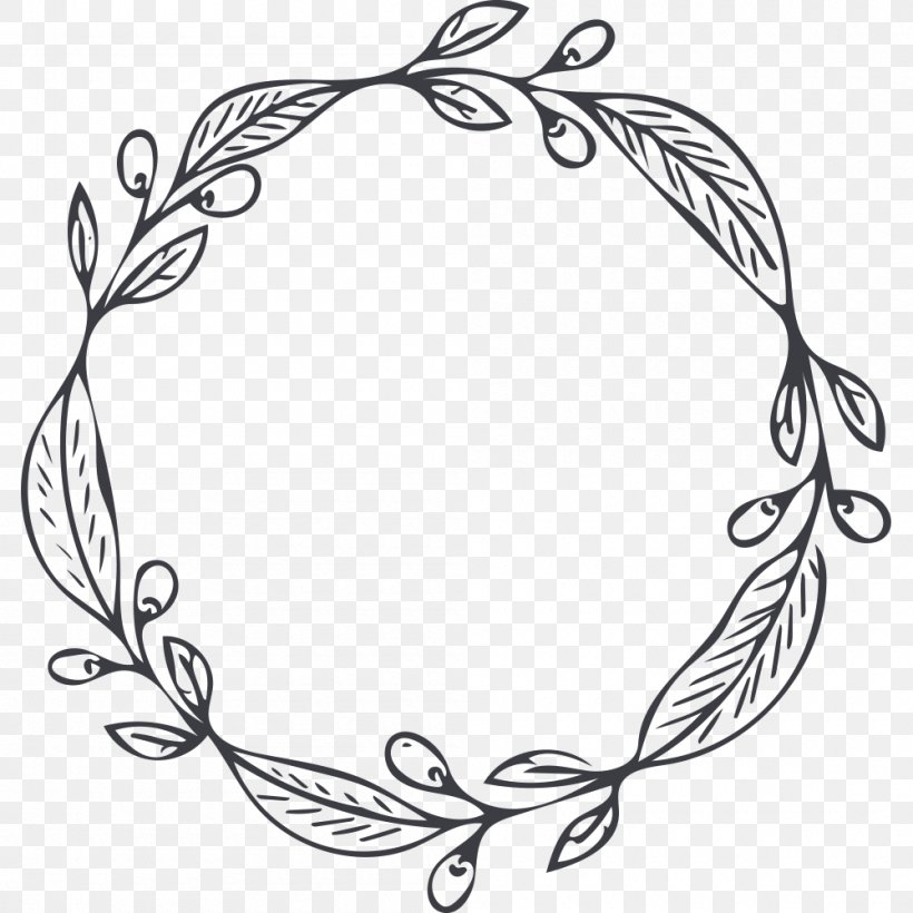 Wreath Drawing Clip Art, PNG, 1000x1000px, Wreath, Area, Black And ...