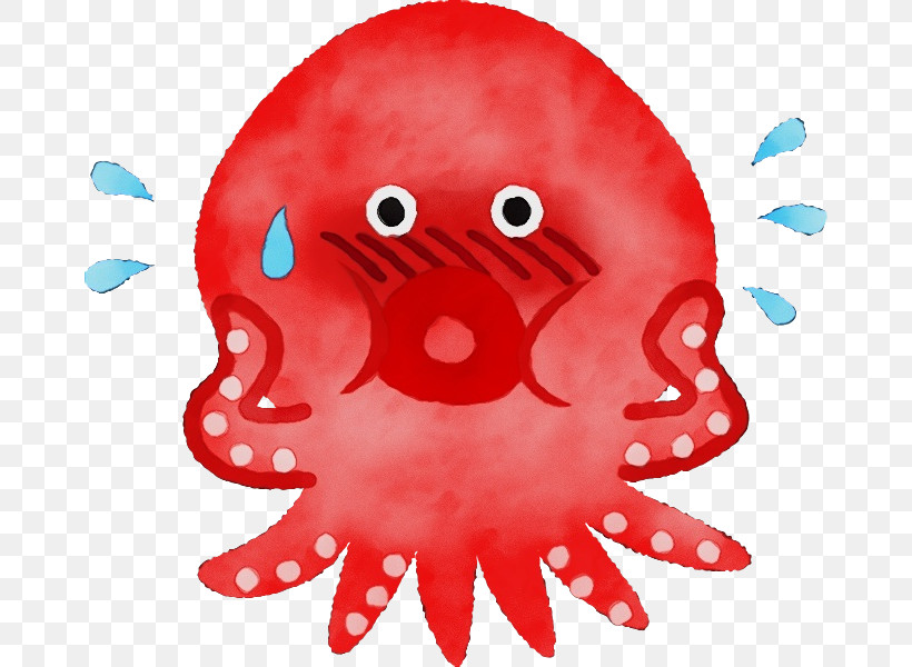 Octopus Giant Pacific Octopus Red Pink Cartoon, PNG, 668x600px, Watercolor, Cartoon, Giant Pacific Octopus, Octopus, Paint Download Free