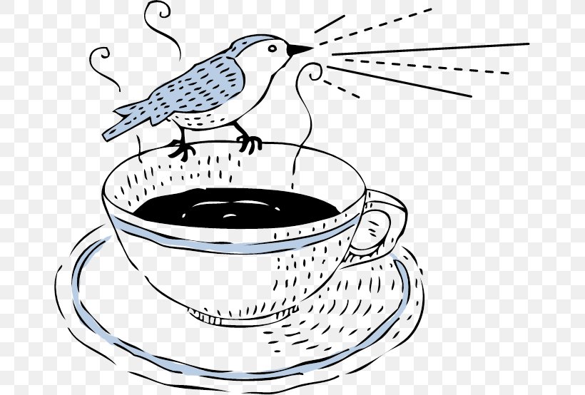 Coffee Cup Beak Drawing Line Art Clip Art, PNG, 667x554px, Coffee Cup, Artwork, Beak, Bird, Black And White Download Free