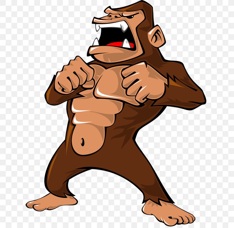 Gorilla Ape Cartoon Illustration, PNG, 642x800px, Gorilla, Anger, Ape, Art, Bear Download Free