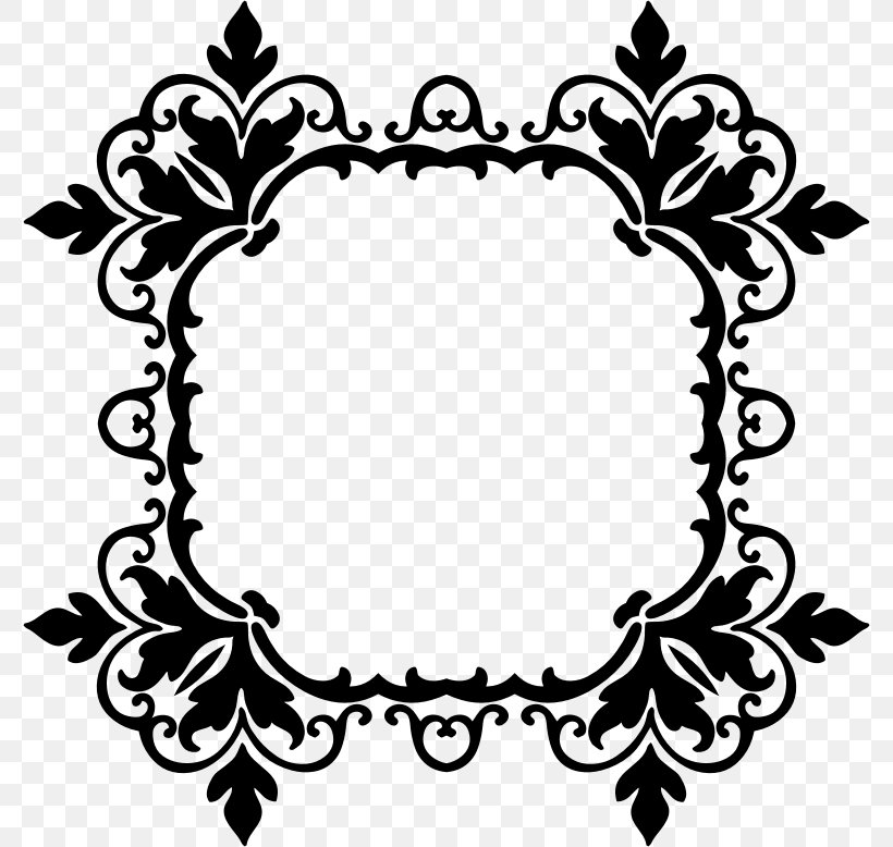 Picture Frames Damask Clip Art, PNG, 778x778px, Picture Frames, Black, Black And White, Damask, Decorative Arts Download Free