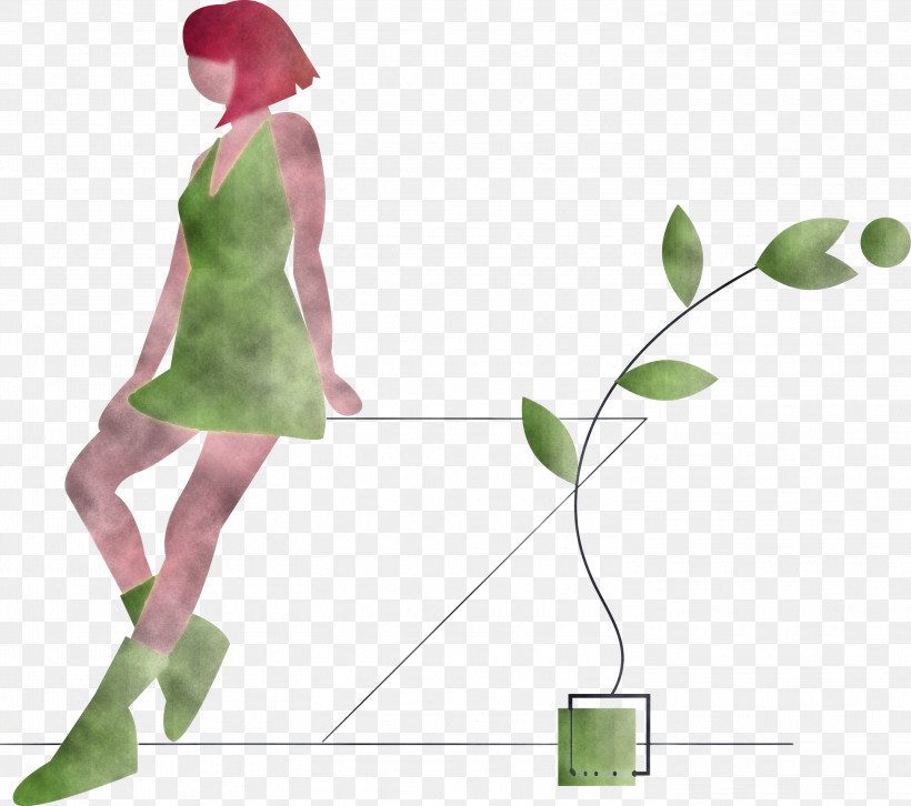 Modern Girl, PNG, 3000x2659px, Modern Girl, Costume, Flower, Green, Leaf Download Free
