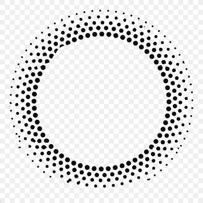Halftone Polka Dot, PNG, 1024x1024px, Halftone, Area, Black, Black And White, Circled Dot Download Free