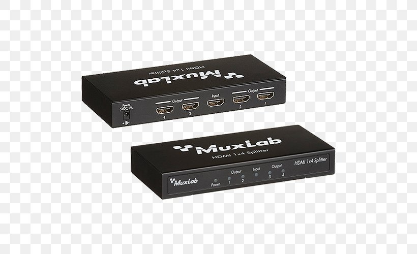 Muxlab HDMI Splitter Video Ultra-high-definition Television 4K Resolution, PNG, 500x500px, 4k Resolution, Hdmi, Cable, Computer Monitors, Computer Port Download Free