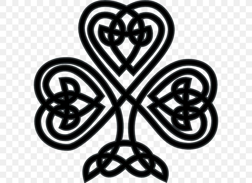 Shamrock Celtic Knot Clip Art Four-leaf Clover Irish Art, PNG, 600x597px, Watercolor, Cartoon, Flower, Frame, Heart Download Free