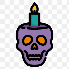 Halloween Candles - Purple Skull Candle PNG