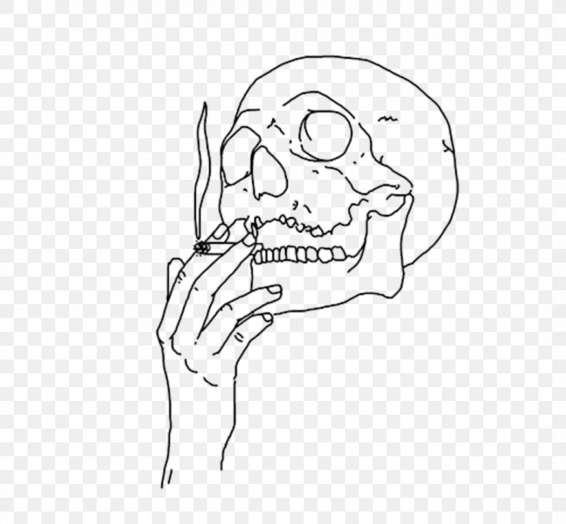 Skull Of A Skeleton With Burning Cigarette Paper Sticker, PNG, 1080x999px, Watercolor, Cartoon, Flower, Frame, Heart Download Free