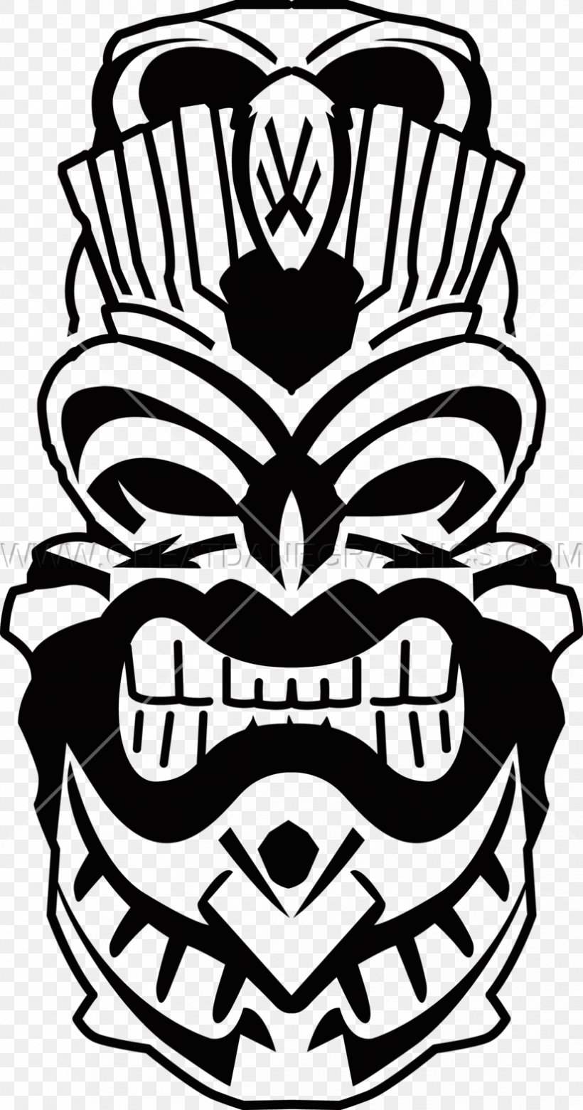 Black And White Visual Arts Tiki Clip Art, PNG, 825x1570px, Black And White, Art, Artwork, Fictional Character, Hawaiian Download Free