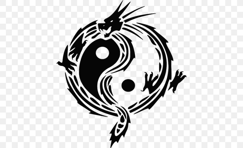 Yin And Yang Chinese Dragon Vector Graphics Clip Art, PNG, 500x500px, Yin And Yang, Art, Artwork, Black And White, Chinese Dragon Download Free