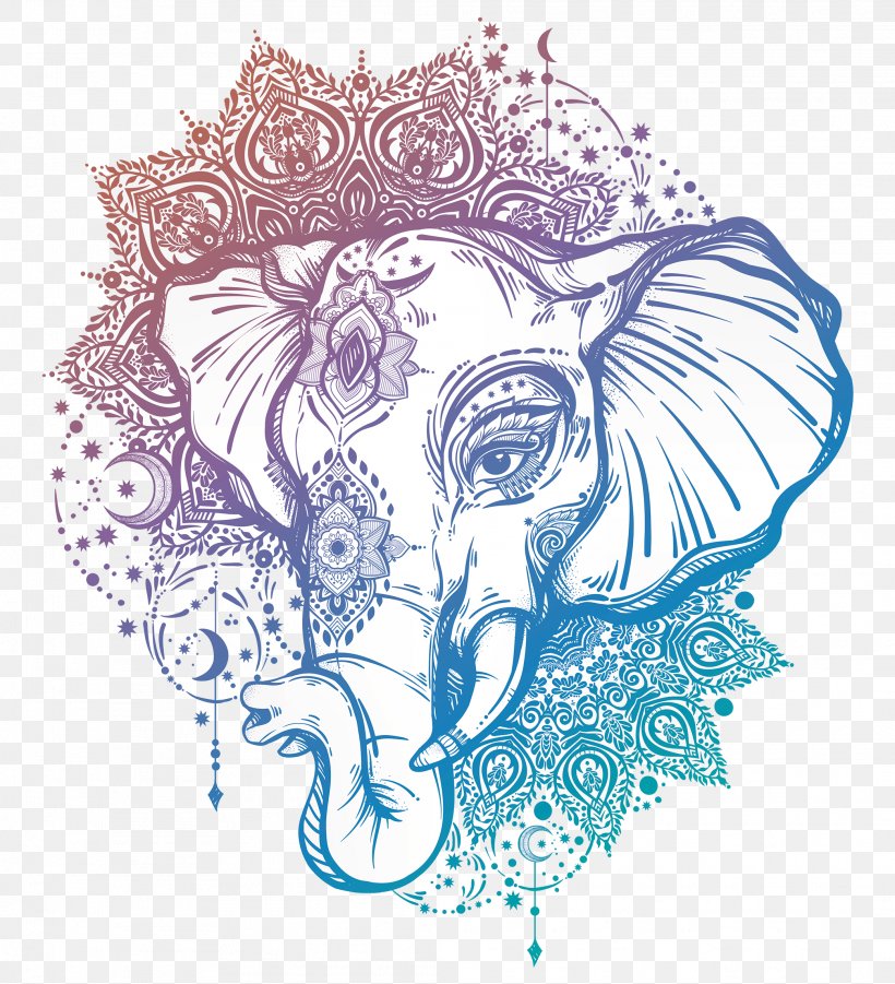 Tattoo Artist Mandala Ganesha Elephant, PNG, 2084x2292px, Watercolor, Cartoon, Flower, Frame, Heart Download Free