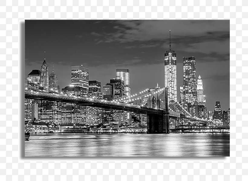 Skyline Brooklyn Bridge Painting Art Mural, PNG, 800x600px, Skyline, Art, Black And White, Bridge, Brooklyn Bridge Download Free