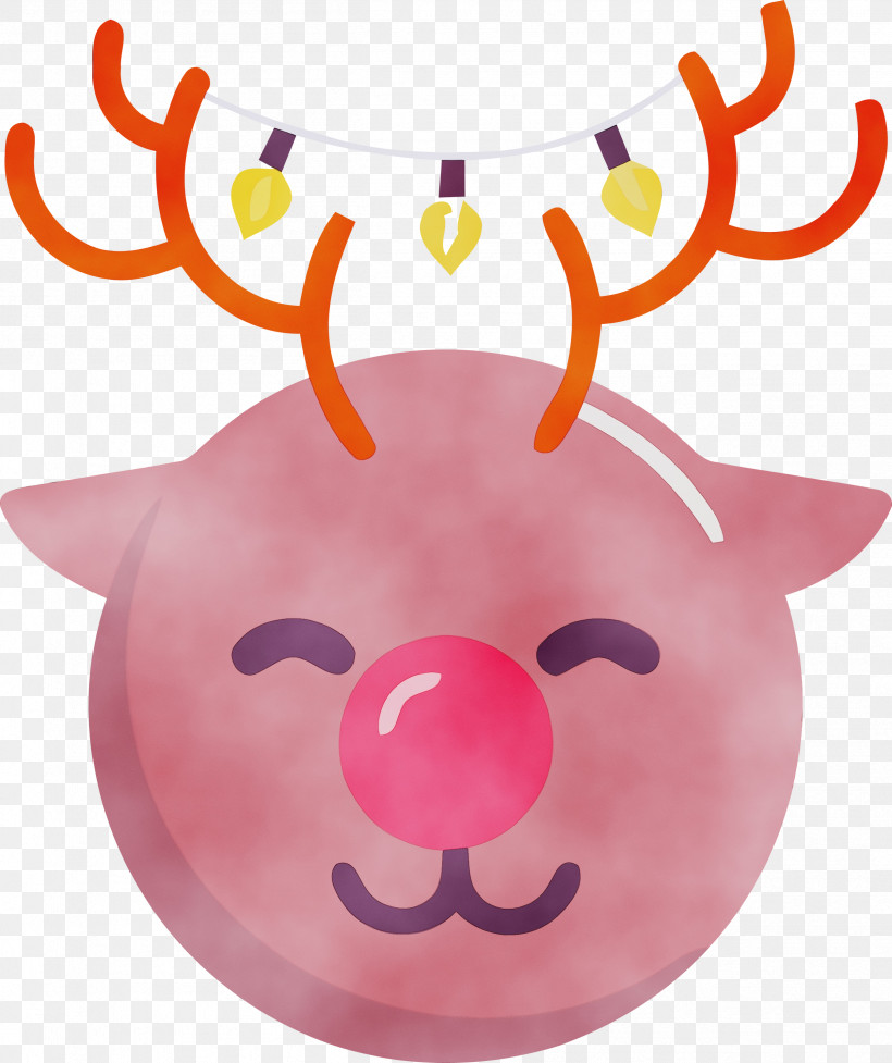 Pink Head Nose Snout Horn, PNG, 2516x3000px, Christmas, Happy New Year, Head, Horn, Nose Download Free