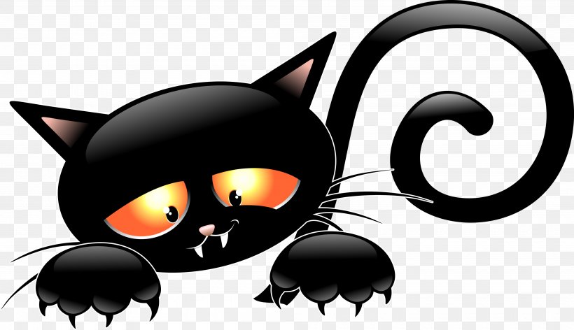 Black Cat Kitten Cartoon, PNG, 4000x2303px, Cat, Black, Black Cat, Carnivoran, Cartoon Download Free