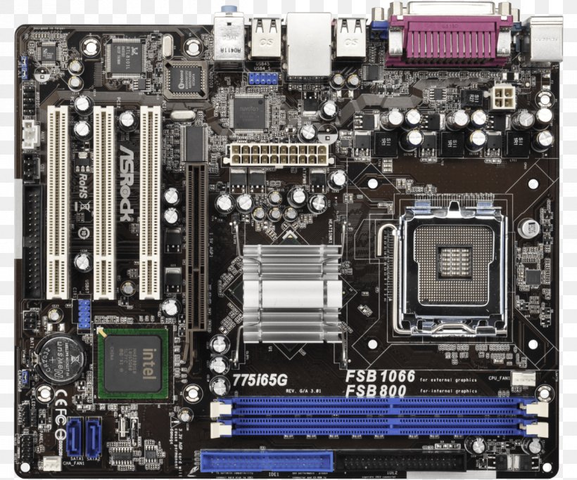 Intel LGA 775 Motherboard ASRock 775i65G MicroATX, PNG, 1200x1000px, Intel, Asrock, Asrock 775i65g, Atx, Computer Download Free