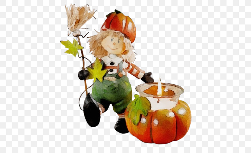 Pumpkin, PNG, 500x500px, Watercolor, Figurine, Fruit, Gourd, Paint Download Free