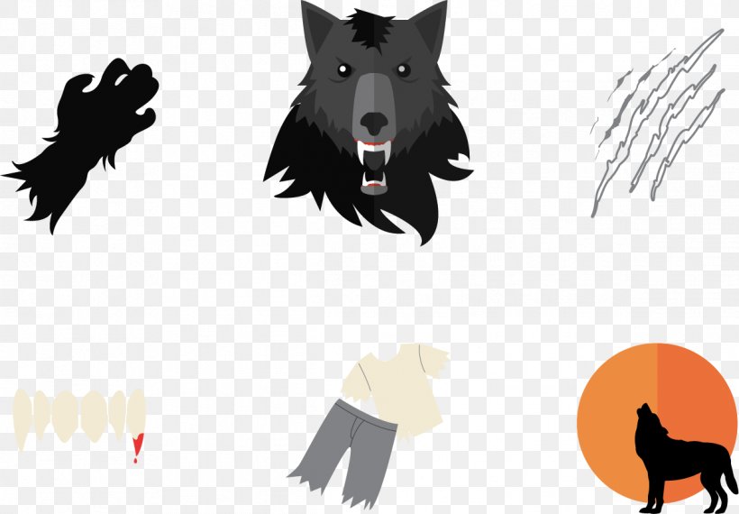 Dog Werewolf Euclidean Vector Illustration, PNG, 1193x830px, Dog, Carnivoran, Dog Like Mammal, Flat Design, Gray Wolf Download Free