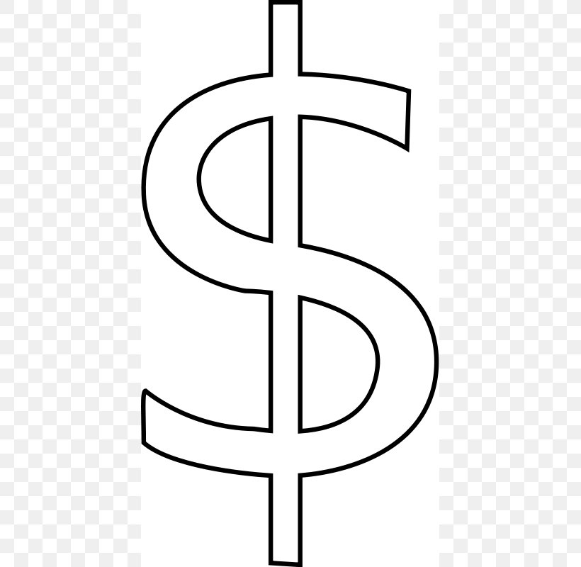 Dollar Sign Currency Symbol Clip Art, PNG, 421x800px, Dollar Sign, Area, Australian Dollar, Black And White, Cross Download Free