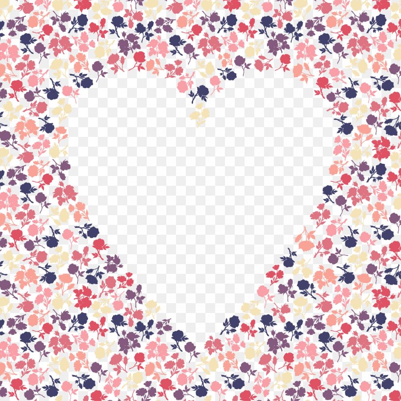 Blue Red Heart-shaped Decorative Background, PNG, 1667x1667px, Blue, Area, Art, Color, Flower Download Free