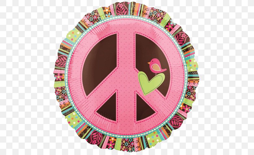 Balloon Peace Symbols Hippie 1960s Birthday, PNG, 500x500px, Balloon, Anniversary, Bag, Birthday, Child Download Free
