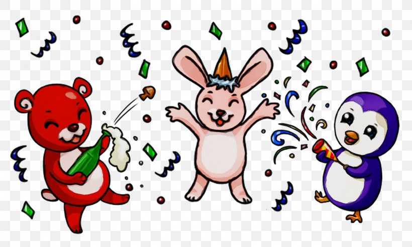Cartoon Happy Rabbits And Hares Smile, PNG, 1280x768px, Watercolor, Cartoon, Happy, Paint, Rabbits And Hares Download Free
