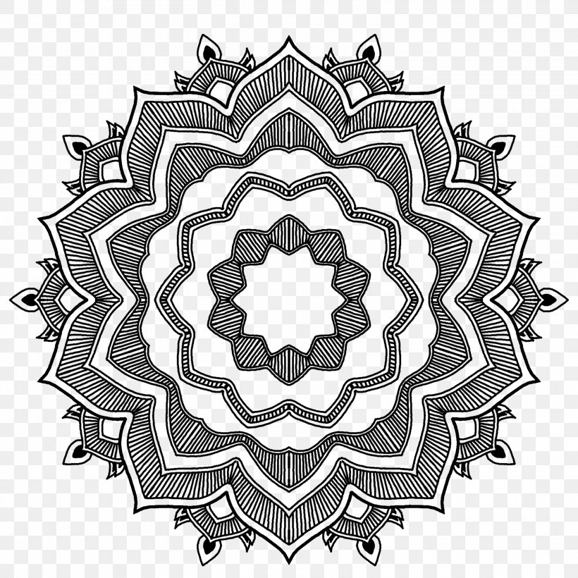 Mandala Sacred Geometry Symbol, PNG, 3000x3000px, Mandala, Bicycle Drivetrain Part, Bicycle Part, Black And White, Chakra Download Free