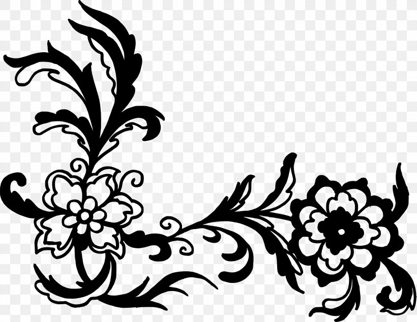 Flower Black And White Clip Art, PNG, 3040x2351px, Flower, Art, Artwork, Black, Black And White Download Free