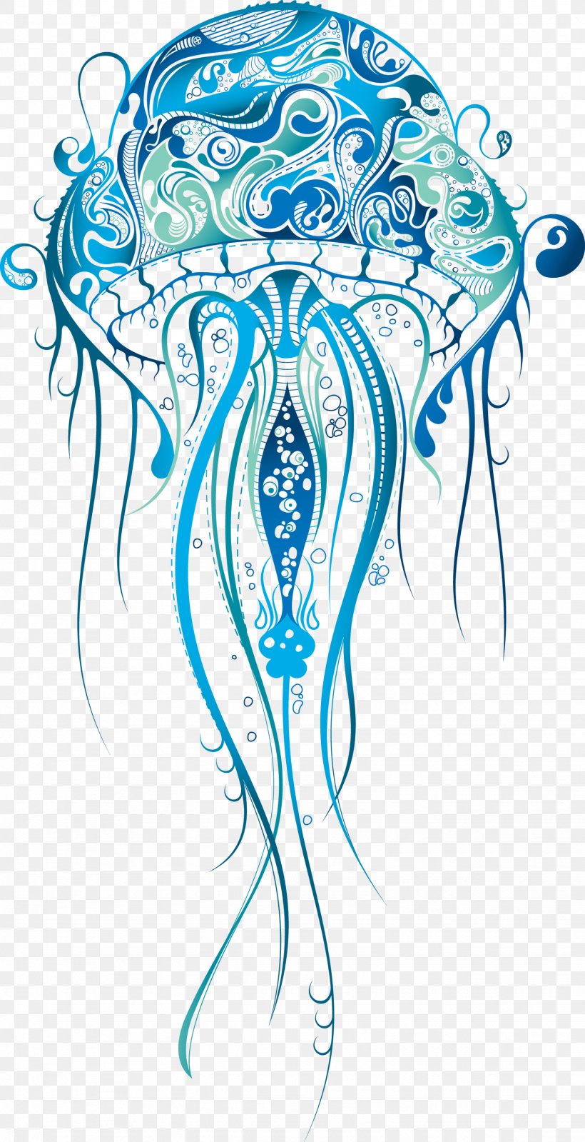 Blue Jellyfish Drawing Image Tattoo, PNG, 1538x3000px, Watercolor, Cartoon, Flower, Frame, Heart Download Free