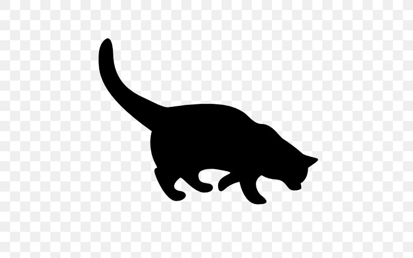 Black Cat Whiskers Silhouette, PNG, 512x512px, Black Cat, Black, Black And White, Carnivoran, Cat Download Free