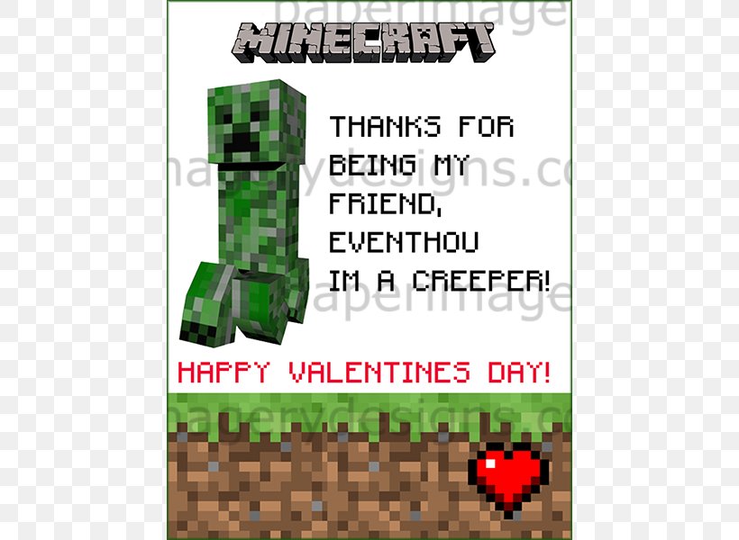 Minecraft Valentine's Day Greeting & Note Cards Paper Love, PNG, 600x600px, Minecraft, Advertising, Area, Birthday, Grass Download Free