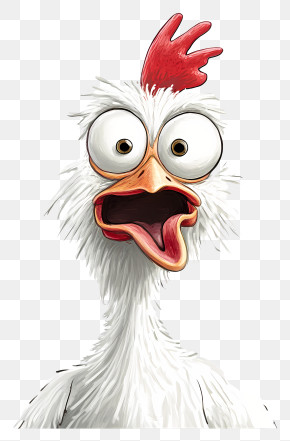 Quirky Hen - Funny Surprised Chicken Cartoon PNG