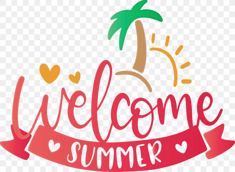 Welcome Summer, PNG, 3000x2197px, Welcome Summer, Cartoon, Drawing, Line Art, Logo Download Free