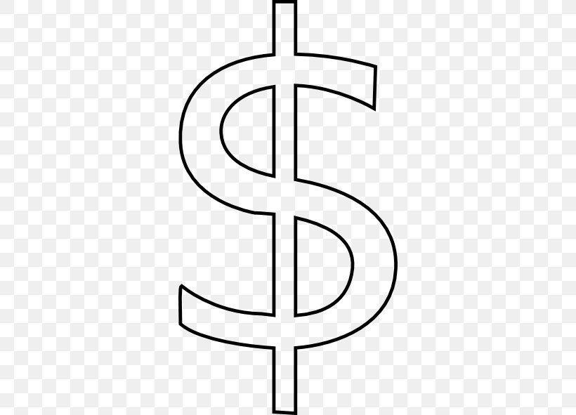 Dollar Sign Clip Art, PNG, 312x591px, Dollar Sign, Area, Black And White, Currency, Currency Symbol Download Free