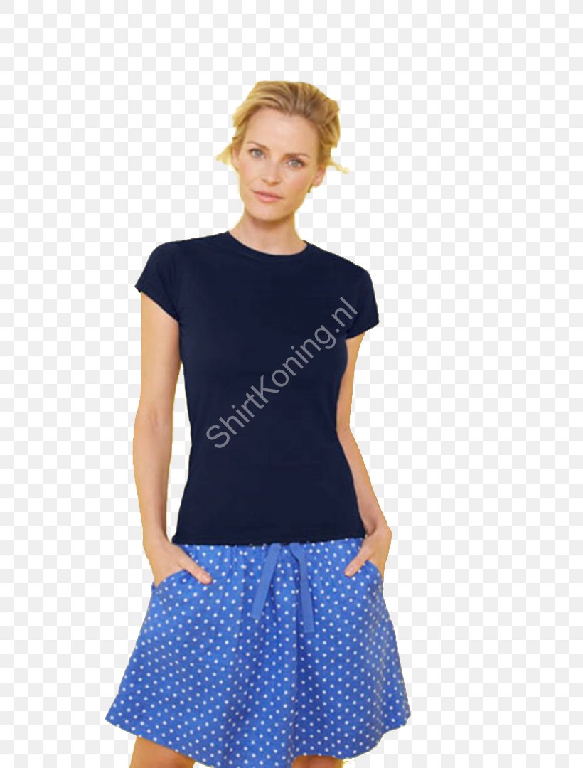 T-shirt Blue Skirt Dress Polka Dot, PNG, 720x1080px, Tshirt, Abdomen, Blue, Clothing, Cobalt Blue Download Free