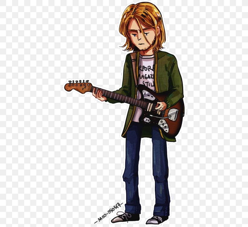Sticker Guitarist Nirvana Fender Kurt Cobain Jaguar NOS Electric Guitar, PNG, 414x750px, Watercolor, Cartoon, Flower, Frame, Heart Download Free