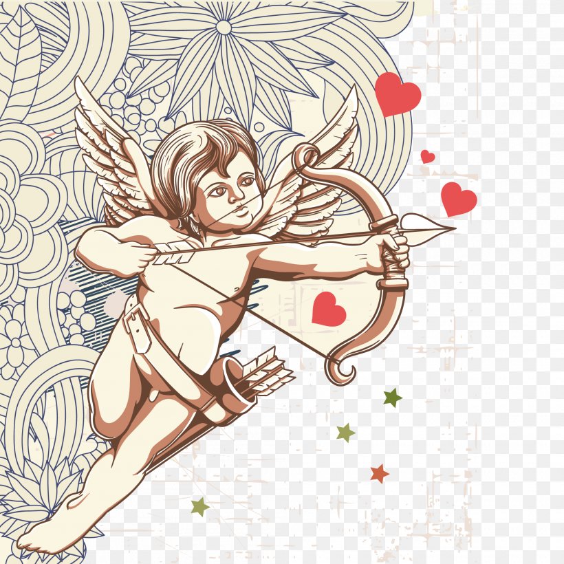 Cupid Illustration, PNG, 2000x2000px, Watercolor, Cartoon, Flower, Frame, Heart Download Free