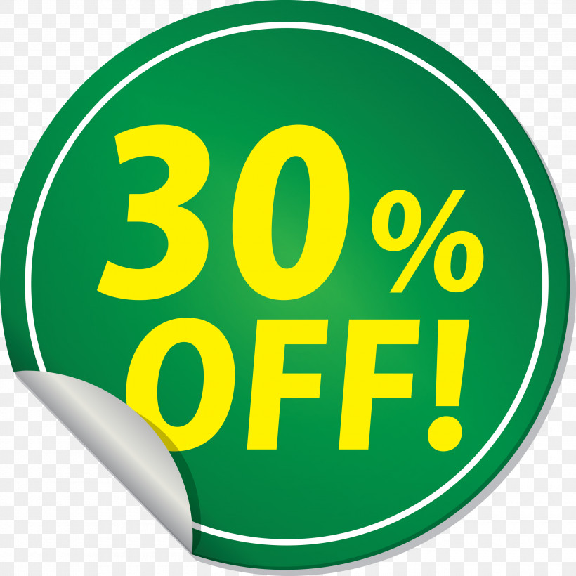 Discount Tag With 30% Off Discount Tag Discount Label, PNG, 3000x3000px, Discount Tag With 30 Off, Area, Discount Label, Discount Tag, Green Download Free
