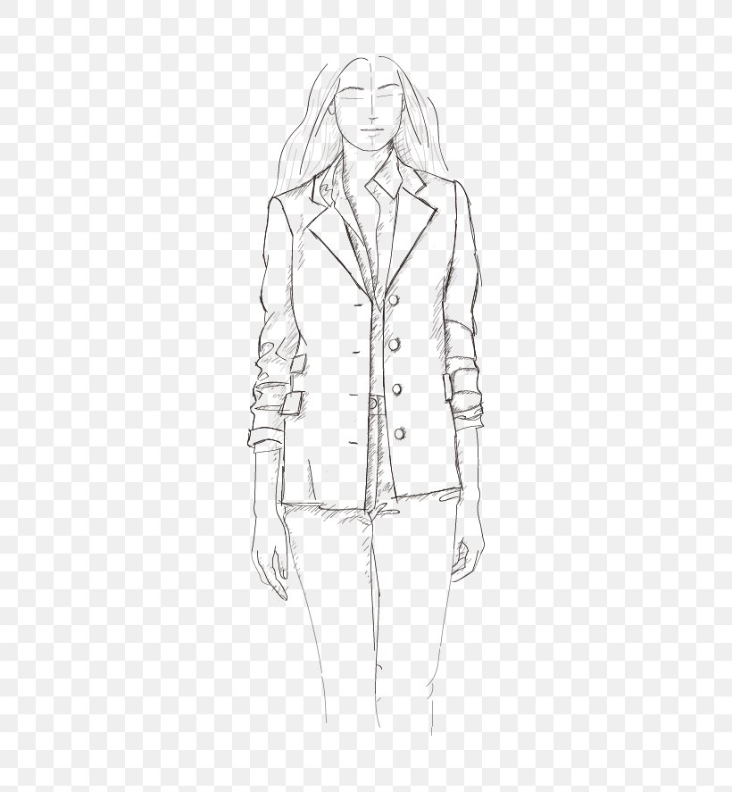 Jacket White Drawing Line Art Sketch, PNG, 532x887px, Jacket, Abdomen, Arm, Artwork, Black And White Download Free