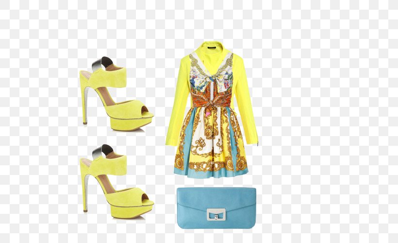 Dress Yellow High-heeled Footwear Clothing Shoe, PNG, 500x500px, Dress, Clothing, Day Dress, Fashion, Fashion Design Download Free