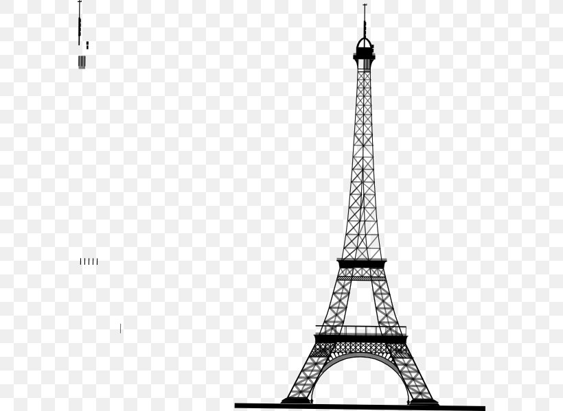 Eiffel Tower Drawing Clip Art, PNG, 594x599px, Eiffel Tower, Black And White, Drawing, Landmark, Monochrome Download Free