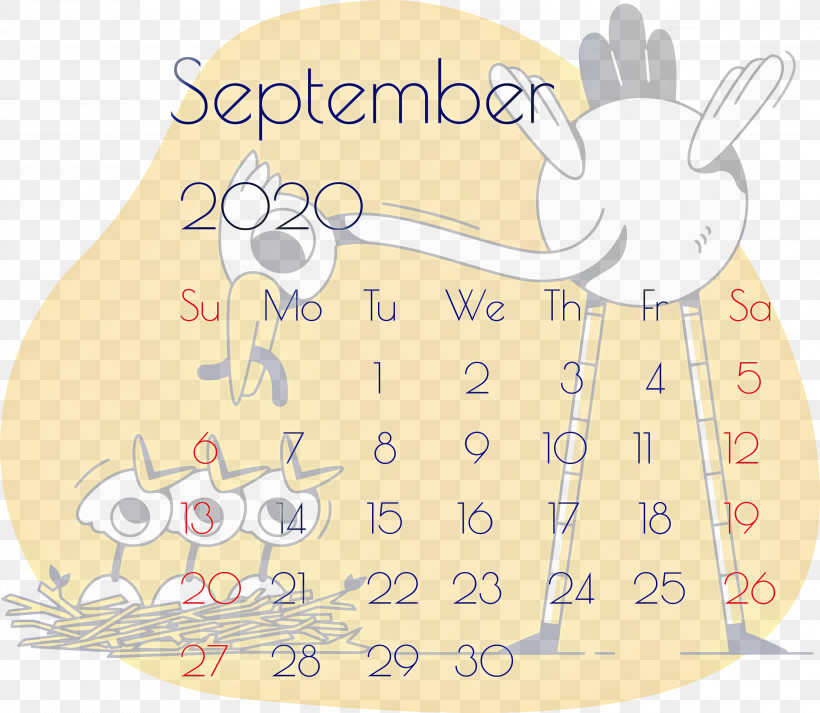 September 2020 Printable Calendar September 2020 Calendar Printable September 2020 Calendar, PNG, 3000x2609px, September 2020 Printable Calendar, Area, Birds, Character, Hare Download Free
