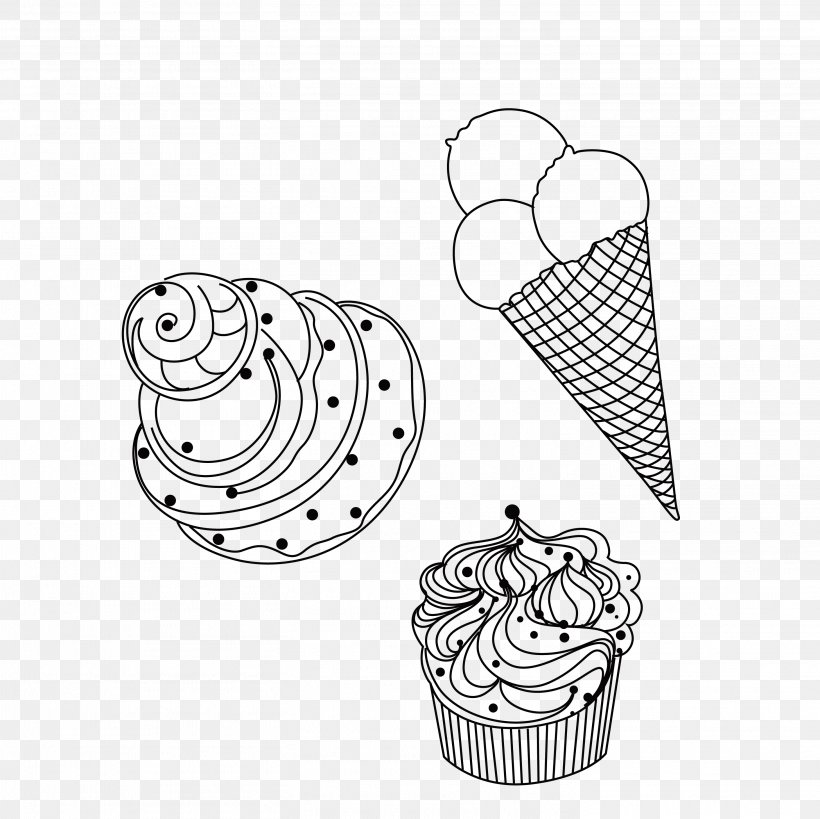 Ice Cream Cake, PNG, 2917x2917px, Ice Cream, Area, Black And White, Cake, Confectionery Download Free