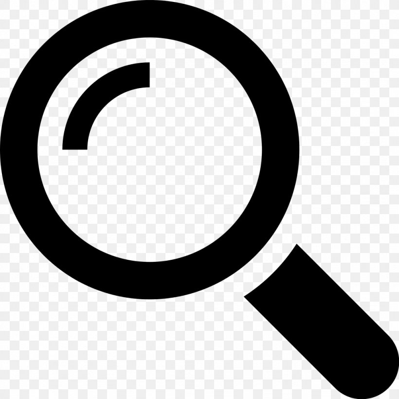 Magnifying Glass Magnifier Symbol, PNG, 1024x1024px, Magnifying Glass, Area, Black And White, Brand, Magnifier Download Free