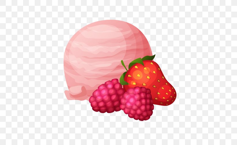 Ice Cream Strawberry Raspberry, PNG, 500x500px, Ice Cream, Aedmaasikas, Auglis, Berry, Cartoon Download Free
