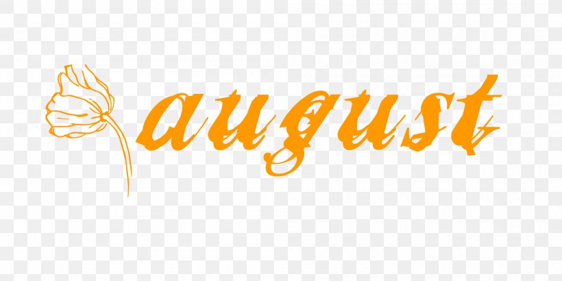 August Hand Drawing Flower Style., PNG, 2000x1000px, Logo, Brand, Calligraphy, Computer, Orange Download Free